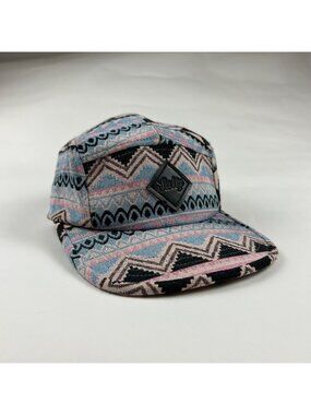 Salty Pink Blue Bohemian Woven Adjustable Hat OS